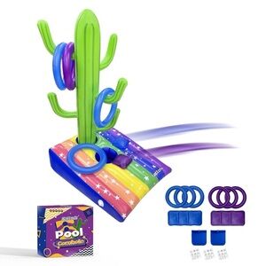 Pool Games- Pool Cornhole & Ring Toss Games 2in1 for Adult and Family- 6 Bean